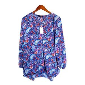 NWT Simply Southern Women’s Blouse Size Medium  Pink Blue Blouse Paisley New NWT